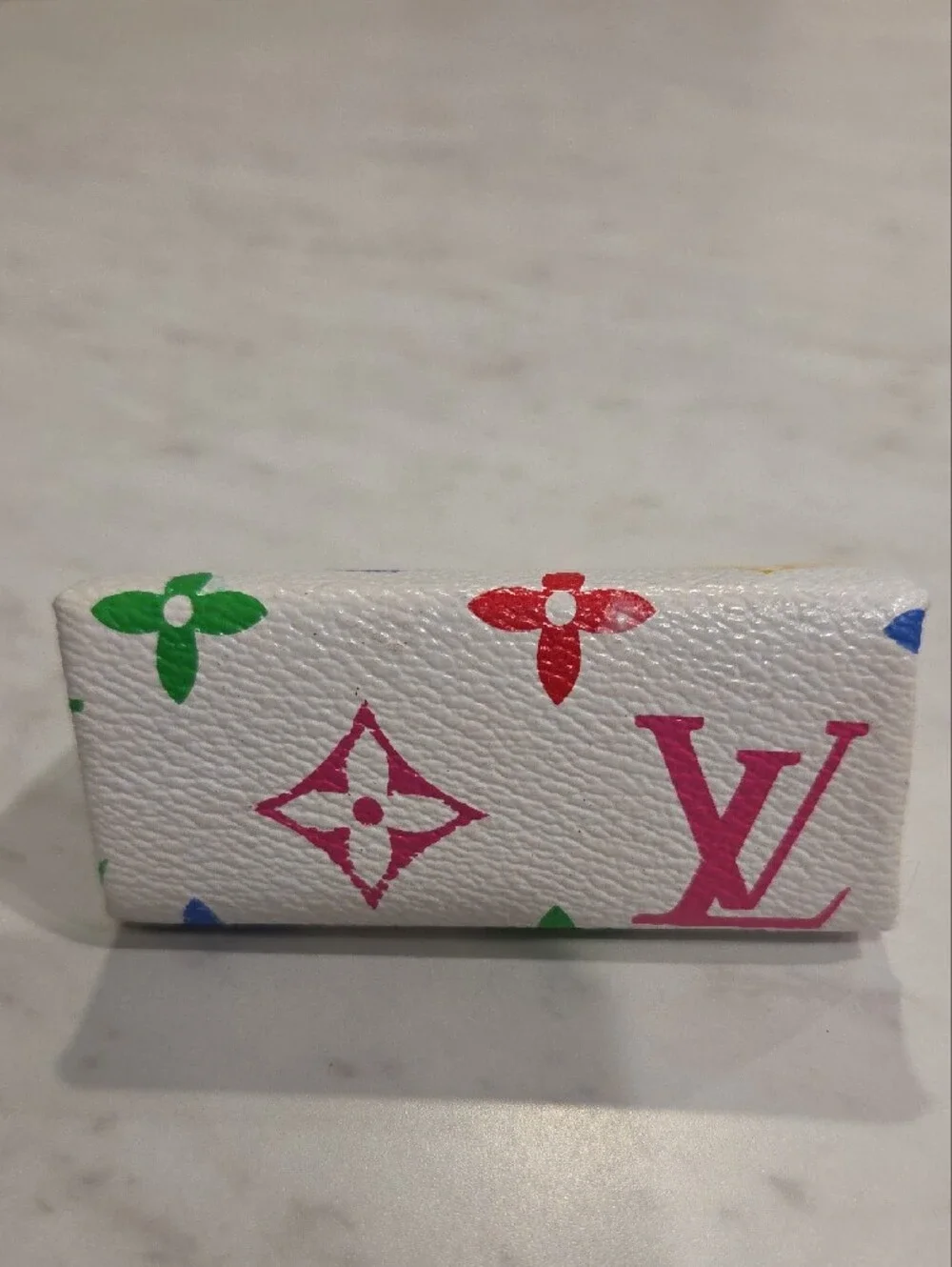 Designer-Inspired White Multicolor Frame Clasp Coin Wallet